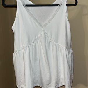 Small white tank top with lace trim